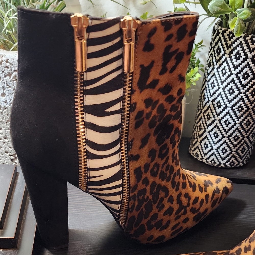 boots, size 8, cheetah-zebra, pre-owned.